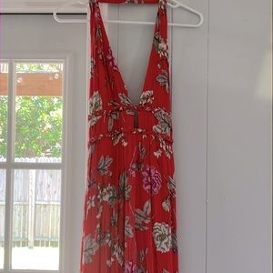 ILLA ILLA Maxi Dress Red Floral Pattern Size L
